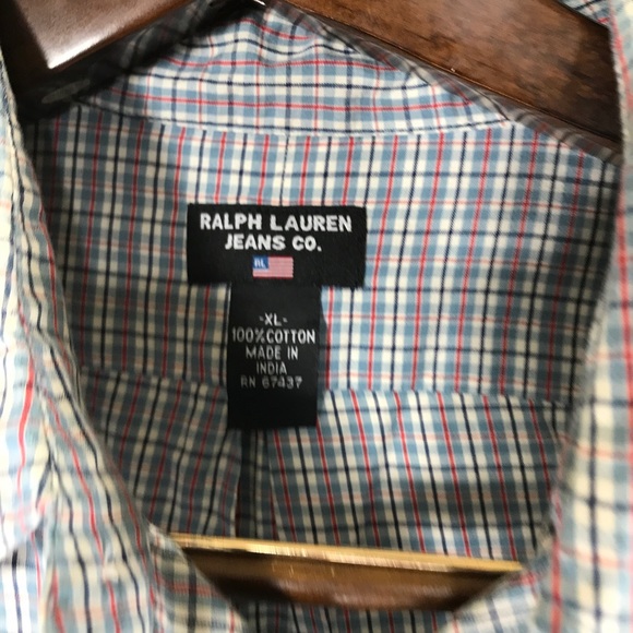 Ralph Lauren Jeans Co. 2 Button Down Dress Shirt Sz XL Mens Plaid Short Sleeve - Picture 7 of 9
